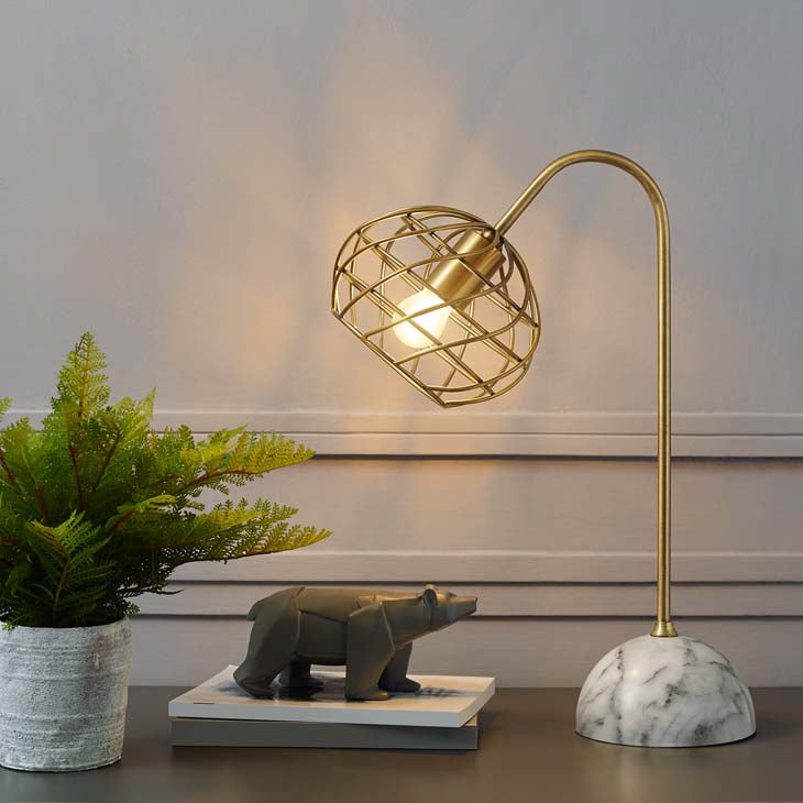 Salient Brass and Faux White Marble Table Lamp - living-essentials
